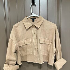 Forever 21 Beige Cropped Jean Jacket